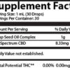 CBD Broad Spectrum (in Hemp Oil) – 250mg (1oz Tincture) supplement facts label.