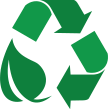 A green recycling symbol on a black background.