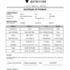 A certificate of analysis for the Protein Isolate chocolate.